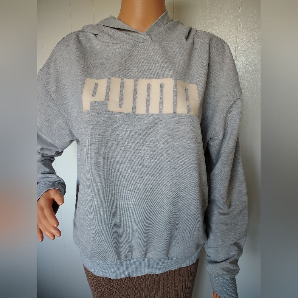 PUMA Light Gray Oversized Hoodie with Logo Size S